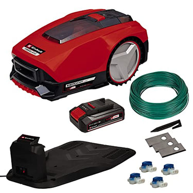 Einhell Mähroboter FREELEXO 500 LCD BT+ Power X-Change (Lithium-Ionen, Multizonen-Mäher, App-Steuerung via Bluetooth, inkl. Installationsequipment für 500 m² + 2,5 Ah-Akku) im Sale